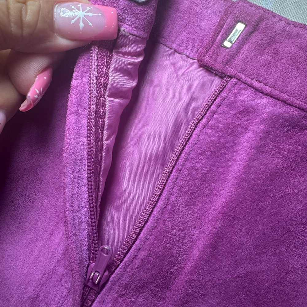 EUC Vintage Pink Magenta Suede Leather Skirt Women’s Size 10 Medium - Picture 6 of 6